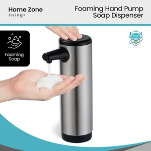 Home Zone Living Stainless Steel Foaming Hand Soap Dispenser with Refillable Bottle