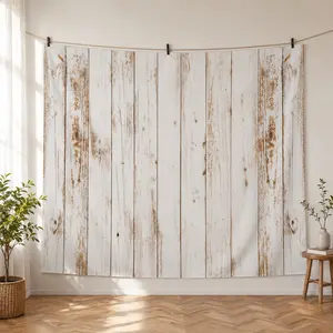 1PC Reusable Polyester 2D Flat Vintage Distressed Wood Plank Photo Backdrop - Party Decorations Banners, Photography Prop for Birthday & Wedding Scene Arrangement
