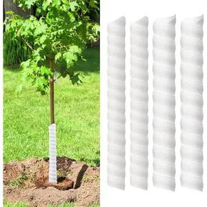 4 Pcs Tree Trunk Protector-2 Size Plastic Spiral Tree Guard Tree Trunk Protector Wrap Tree Bark Protector Tube Tree Wraps to Protect Bark Tree Saplings from Deer Cats Rodents Rabbit Mowers (White)