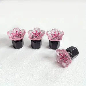 4pcs Universal Car Tire Valve Caps, Aluminum Alloy Flower Design, Creative Gift Idea, Durable Auto Decoration Accessories, Car Parts