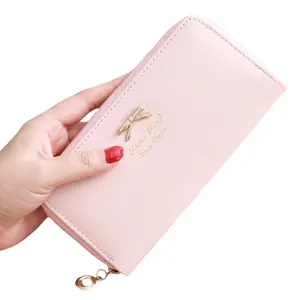 Elegant Long Wallet with Cute Butterfly Bow Detail and Coin Pocket，Spacious Card Slots, Durable Design - Unisex, Perfect for Daily Use