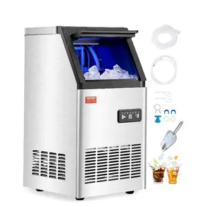 VEVOR 150lbs/24H Commercial Ice Maker, 55 Ice Cubes in 15 Minutes, Freestanding Ice Maker Machine with 33lbs Large Storage Capacity for Bar Office Restaurant, with LED Digital Display Self-Cleaning