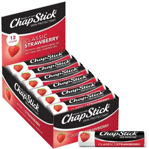 ChapStick Classic Strawberry Lip Balm (12 Sticks), Stocking Stuffer