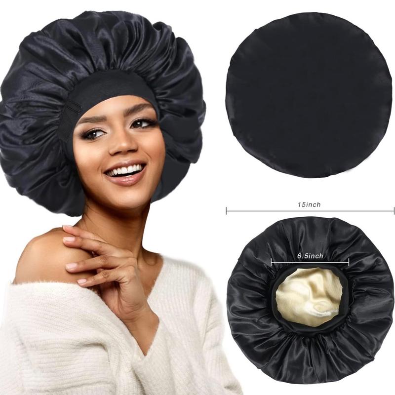 Silk  for Sleeping Double Layer Satin  Adjustable  for Black Woman Sleep Cap Reversible Hair  for Curly Hair (BlackandPurple) love  lucy bonnet hats Daily Heatless Elastic Haircare