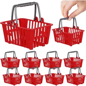 10 Pcs Mini Shopping Basket Miniature Shopping Cart for Kids Plastic Basket with Handles Mini Grocery Cart Dollhouse Decoration Tiny Foodie Play Store