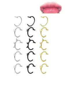 Fake Lip Ring, Stainless Steel Fake Piercing Accessories, Fashionable Piercing Jewelry for Men & Women, Fashion Body Jewelry