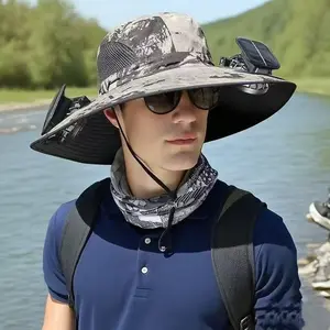 New Solar Fan Cap Men's Charging UV Protection Sun Protection Cap Dual Fan Mountaineering Cap Outdoor Water-Resistant Fan | Ideal for Sporting Events | Unisex Design | TikTokShopSpringGlowUp Sun Bucket Hat Lightweight Golf Hat mother day gift