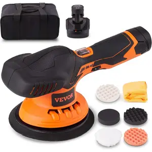 Father's Day Gift VEVOR Cordless Buffer Polisher, 6-Inch Random Orbital Polisher for Cars, 6 Variable Speed 5200RPM, with 1PC 12V Rechargeable Battery, Wireless Polisher Kit for Car Detailing/Polishing/Waxing