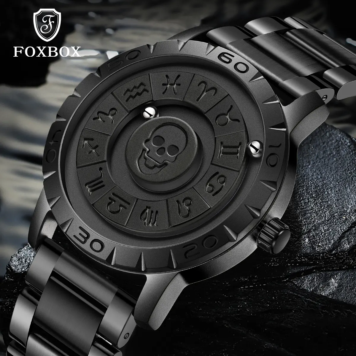 LIGE Men's Modern Casual Steel Wristwatch with Unique No-Lens Magnetic Ball Display, Analog Quartz Movement, 30m Water Resistant