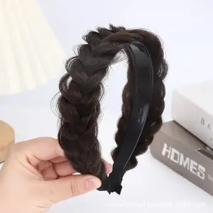 Textured Wide Messy Braided Headband, Sandy Gold High Elastic Unisex Hair Accessories for Women