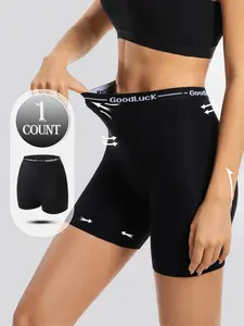 3pcs High-Waisted Seamless Safety Shorts Letter Contrast Boxer Briefs For Women Slip Shorts Tummy Control Shaping Panties Under the Dress Skirts Boyshorts Shapewear Sports Cycling Underwear