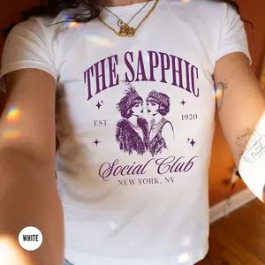 [ Sale up to 35%] + [Freeship] Subtle Lesbian Pride Baby Tee, Sapphic Social Club Tshirt, WLW Femme Shirt, Vintage Queer Fashion, Bisexual Gay Love Babytee Pride Merch
