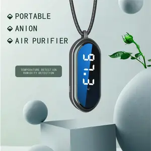 Portable Air Purifier, Cordless Ionizer with Negative Ions, Push Button Operation, 240mAh Battery, 5V Power Supply