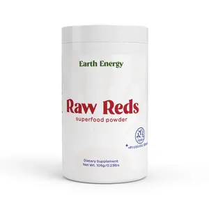 Earth Energy Raw Reds Superfood Powder - Natural Energy Boost with Probiotics & Polyphenols - 105g Dietary Supplement