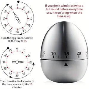 Stainless Steel Kitchen Timer, 60 Minutes Mechanical Countdown-Perfect for Cooking, Learning Time Management and Time Management.