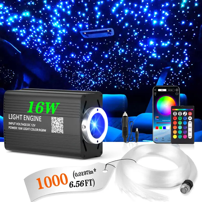 VASTFIRE Meteor Fiber Optic Ceiling Kit 16W RGBW 1000pcs 0.5mm*78.74 inch Bluetooth APP & Remote Control 20 Modes 8 Colors for Car Bedroom - Colorful Led Lights
