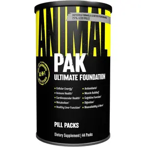 Animal Pak Multivitamin – All-in-One Daily Vitamin Pack for Men & Women with Zinc, Vitamins C, B, D & Amino Acids for Immune Support & Performance, 44 Packs