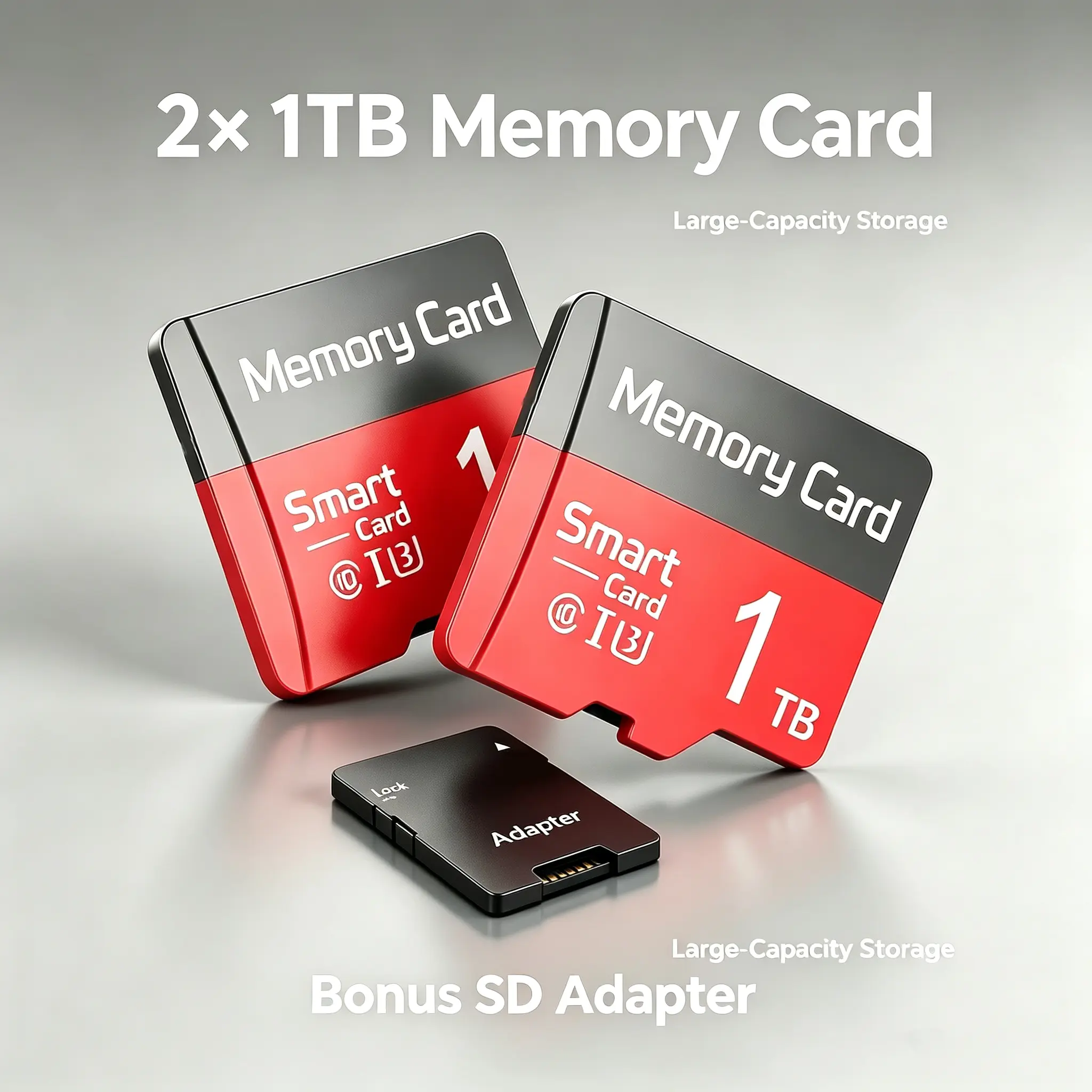 2 Pieces 1TB, micro sd card, handy sd card, high capacity memory card, bundled with 2 SD adapters, for mp3 player, kids camera, micro sd memory card, TF Card, ideal for dependable storage versatile use microsdxc durable Speed