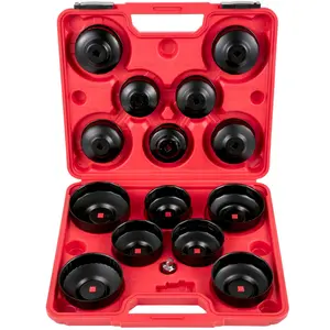 Oil Filter Socket Set, 14-Piece Oil Filter Wrench Kit, Durable Steel Sockets for 3/8-Inch Drive, Low-Profile Design for Easy Access to Tight Spaces, Includes Case and Cap Wrench for Home Mechanics