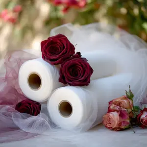 1 or 2 rolls, 12.6 inch/1799.2 inch extra-long white tulle, suitable for romantic wedding ceremonies, Valentine's Day/Eid decorations, party decorations, holiday decorations, decorative arches/tables/ceilings, hanging decorations.