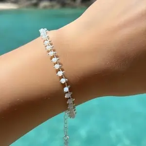 Brazalete de Plata 925 para mujer de piedras blancas brillante Elegante y Duradero joya de moda