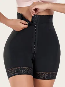 1 Count Women's High Waist Lace Trim Compression Shaper Shorts, Zipper Crotch Comfortable Shapewear Bottoms, Abdomen Smoothing Breathable Elastic Fabric Butt Enhancing Panties, Suitable for Active & Various Occasions, Breathable Body Shaper