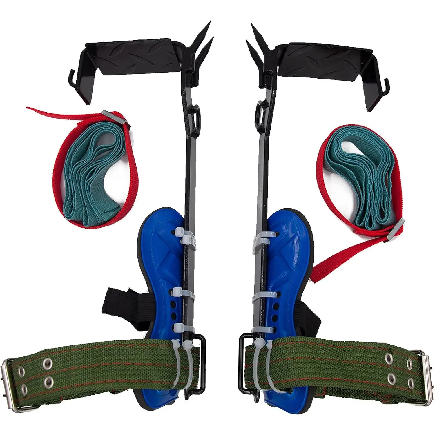 2 Pack Tree Climbing Gears, Adjustable Stainless Steel Spikes with Harness Belt, Non-Slip Pedal for Picking Fruit, Outdoor Sports (Unisex)