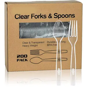 200 Count Heavyweight Plastic Cutlery Set Silverware for Weddings, Parties, and Everyday Use