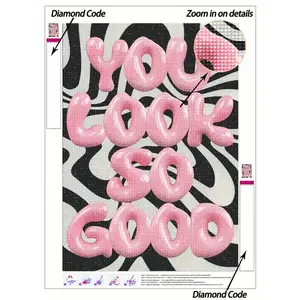 5D DIY Diamond Painting | Inspirational Quote Diamond Painting Kit. You Look Awesome. High-Definition Art Diamond Painting, Handmade Decorative Painting, Full Mosaic Diamond Craft Kit, Exercises DIY Skills And Concentration.