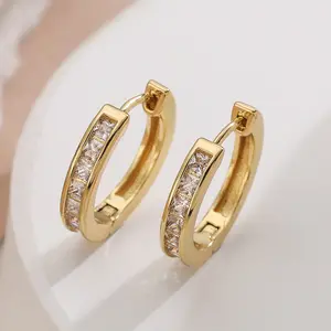 2PCS Stainless Steel Minimal Crystal Zirconia Hoop Earrings, Gold & Silver Color Small Huggie Cartilage Piercing Jewelry for Sports & Outdoor Enthusiasts