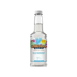 Hawaiian Shaved Ice Clear Blue Raspberry Syrup - Nut Soy Dairy & Dye Free - Flavor Fluffy & Crunchy Snow Cones - Shelf Stable - Makes 8 Servings - 16 ounces