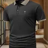 Men's Cross Print Casual Streetwear Collared Short Sleeve Polo Shirt, Summer Fashion Breathable Top, Stylish Leisure Wear, Perfect Gift Idea