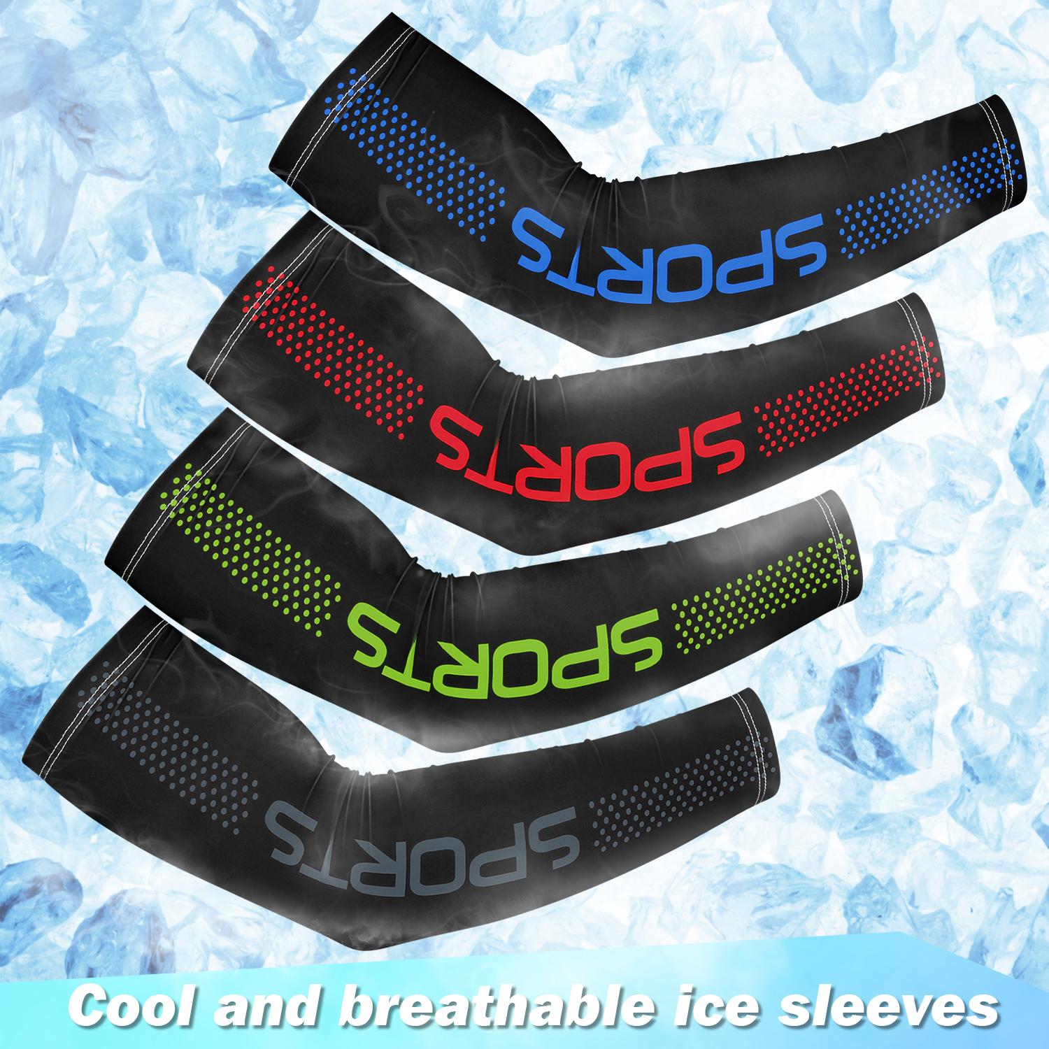 4Pairs Cooling Arm Sleeves  Summer UV Sun Protection Outdoor Sport Arm Cover Men Women