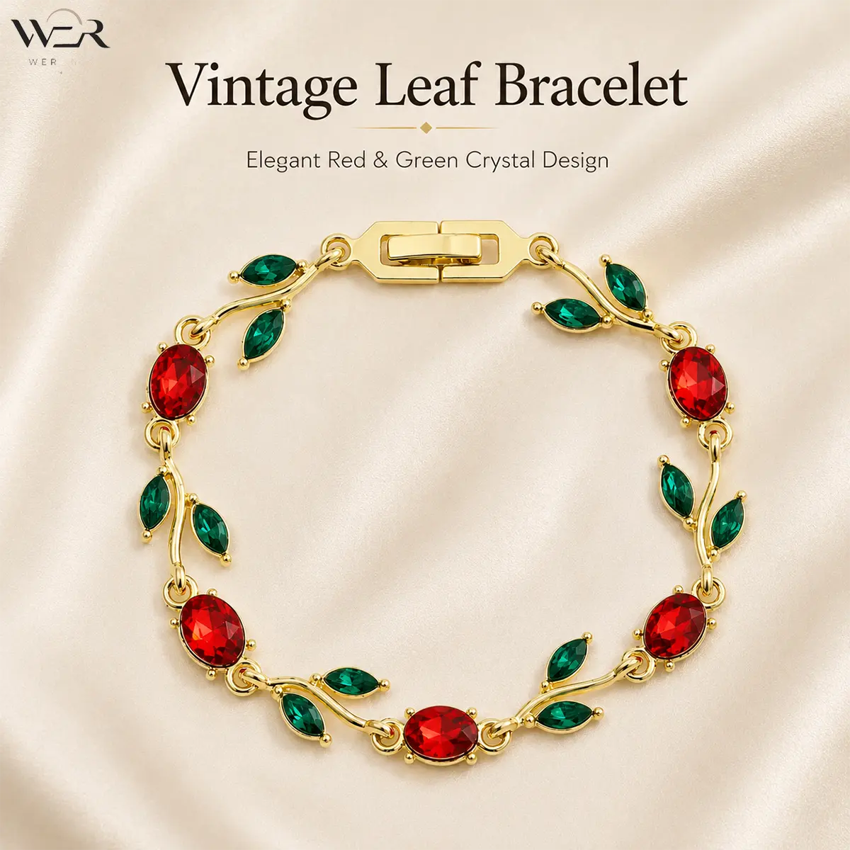 Gold Tone Colorful Gemstone Bracelet Set Rhinestone Vine Bracelet Multi Color Stone Bracelet Sparkly Leaf Design Bracelet Statement Jewelry for Women Fashion Accessory Gift Everyday Wear