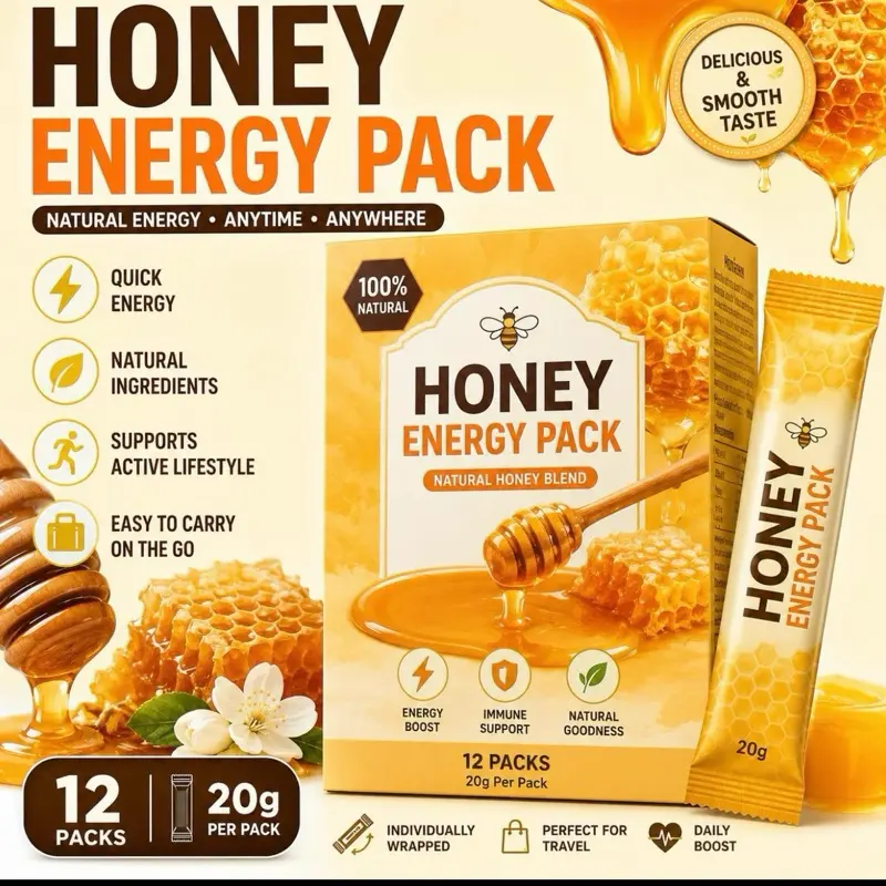 Honey energy packs 12 count 20 grams Honey energy packs 12 count 20 grams