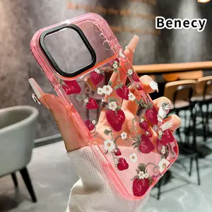 Case for iPhone 17 16 Pro Max 15 Air Plus 14 13 12 11 Retro Strawberry Non-Yellowing Shockproof Clear slim Protective Softcase
