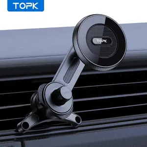 TOPK Magnetic Car Phone Holder, Car Phone Holder with Extended Arm, 3-point Support Single-hand Operation Phone Holder for Car, Car Accessories, Car Cellphone Mount