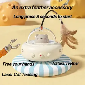 3-in-1 Pets CAT Intelligent Teasing Toys with Laser & Feather Accessory for Indoor Fun and Engagement in Cats and Dogs