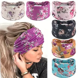 Women's Floral Print Bowknot Design Sports Headband, 1 Count Non-slip Comfortable Breathable Sweatband for Women & Girls, Elastic Sweat-absorbing Hairband for Gym Workout Running, Hair Accessories for All Seasons, Headbands Women, Sweat Wicking Headband