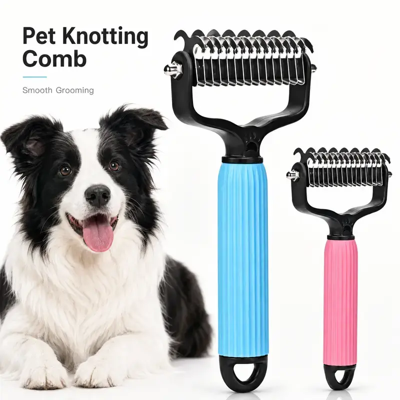 Double-Sided Pet Grooming Brush – Extra-Wide No Hurt Shedding Removal & Dematting Tool, Undercoat Rake for Dogs & Cats, Regular Care Essential, Great Christmas Pet Gift
