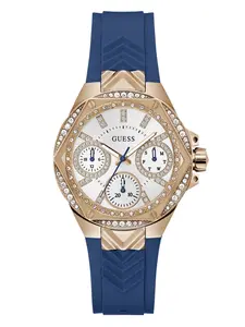 GUESS Female Rose Gold-Tone and Blue Multifunction Watch
