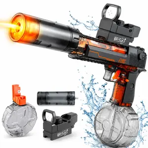 Electric Water Blaster Toy for Kids, Rechargeable Automatic Water Sprayer with LED Lights, Large Capacity Drum, Long Range Summer Pool Beach Backyard Outdoor Toy   2：