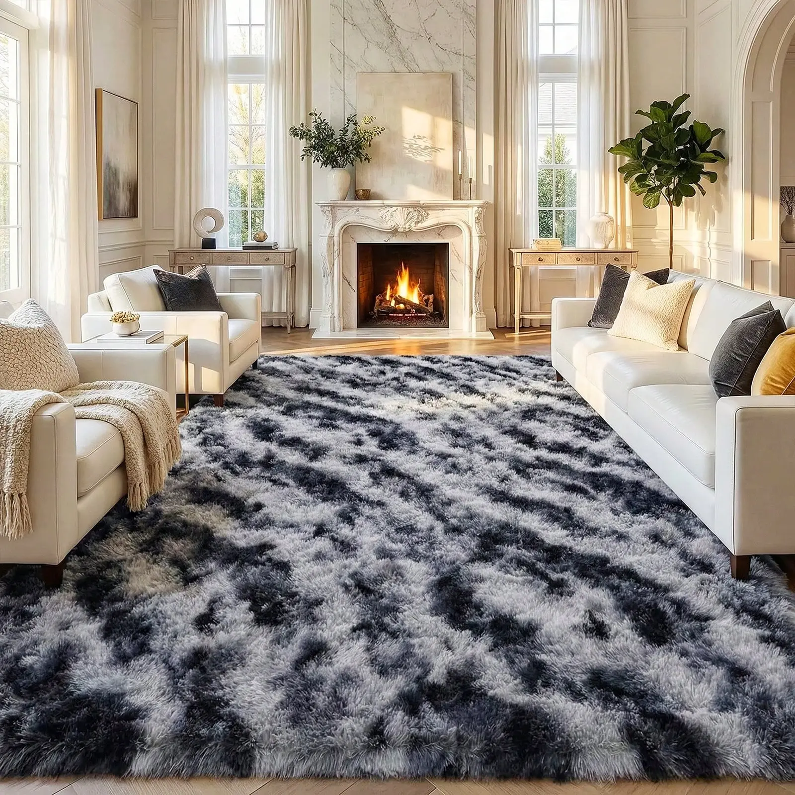 Fluffy Shaggy Area Rug Ultra Soft Carpet for Living Room Bedroom, Cozy Non-Slip Living Room Rug Home Decor