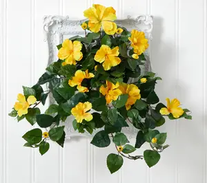 Nearly Natural 24" Hibiscus Ha nging Artificia l Plant Set of