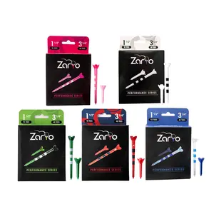 Zario Performance Series Durable Plastic Golf Tees 50-Pack - 40 Long 3 1/4" & 10 Short 1 1/2" Tees for Men & Women - Sleek 4-Prong Design for Smooth Launch