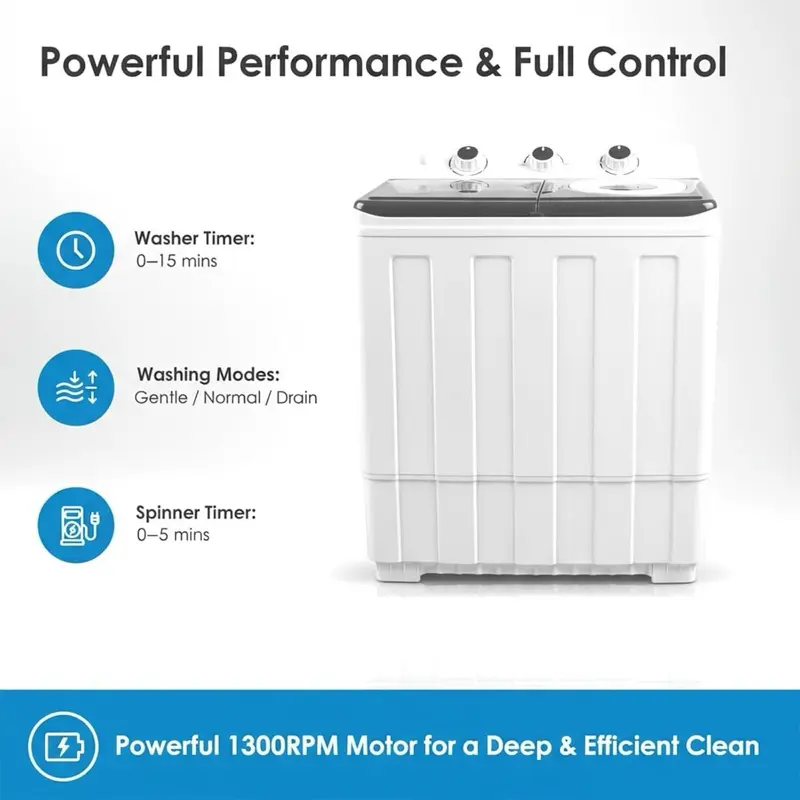 Clickoods 14lbs Portable Mini Washing Machine Washer Compact Twin Tub