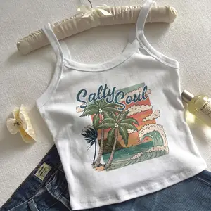 Salty Soul Summer Strap Tank Summer Beach Girly Racerback Strap Tank Custom Strap Tank Hot Girl Summer Y2k Outfit Crop Top