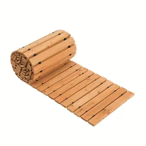 PIYPIY 6/8/10/12ft Roll-Up Wooden Garden Pathway - Durable Recycled Pine Wood Weather-Resistant Outdoor Walkway for Patio, Beach & Wedding Parties - Decorative Boardwalk with Natural Wood Grain