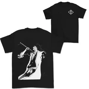 Shinigami Zaraki Kenpachi Gotei 13 Double Printed Short Sleeve Tee, Bleach Anime T-Shirt Unisex Anime Lovers Shirt, Graphic Anime Tee Manga Shirt Gift For Anime Fan Y2K Aesthetic