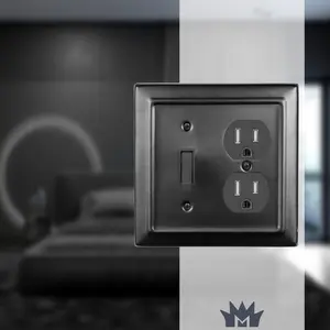 Architectural Combo Toggle / Duplex Light Switch Wall Plate - Black